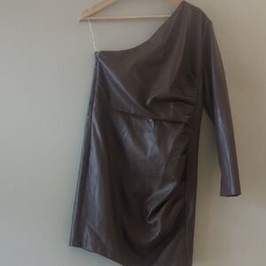 Express One-Shoulder Chocolate Dress